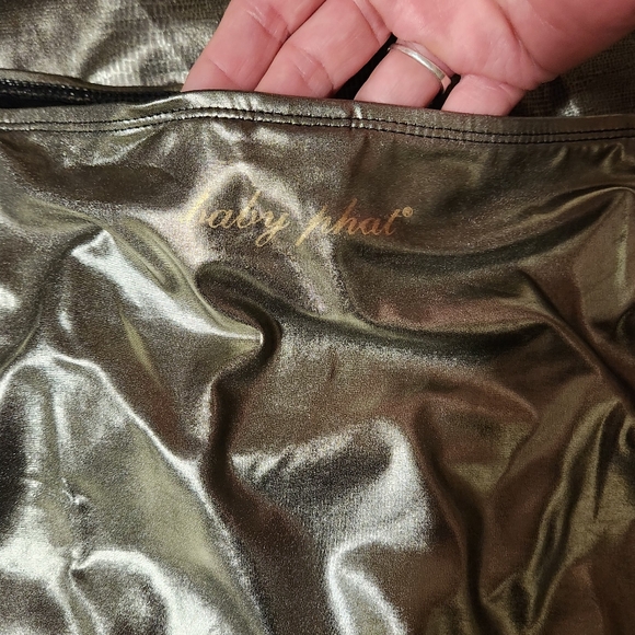 VTG Baby Phat 3X Bikini Set Pewter Snakeskin Metallic Babydoll Top Y2K Plus Size - Picture 14 of 16